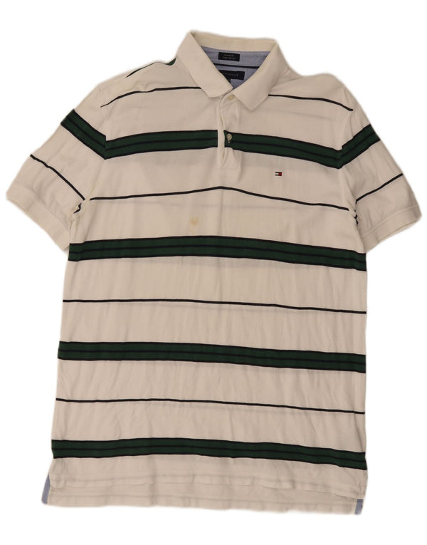 Мужская рубашка-поло Tommy Hilfiger XL в белую полоску из хлопка