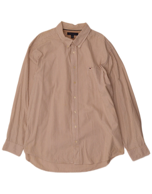 Мужская рубашка Tommy Hilfiger 2XL бежевая в тонкую полоску, хлопок