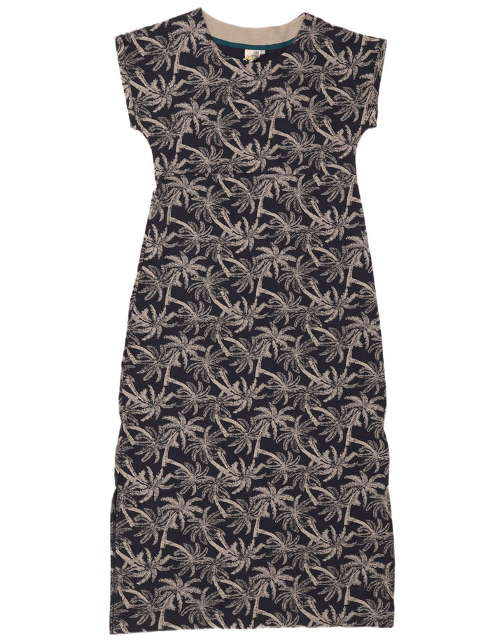 Женское платье макси с абстрактным узором WEIRD FISH UK 14, большой размер, темно-синий, хлопок