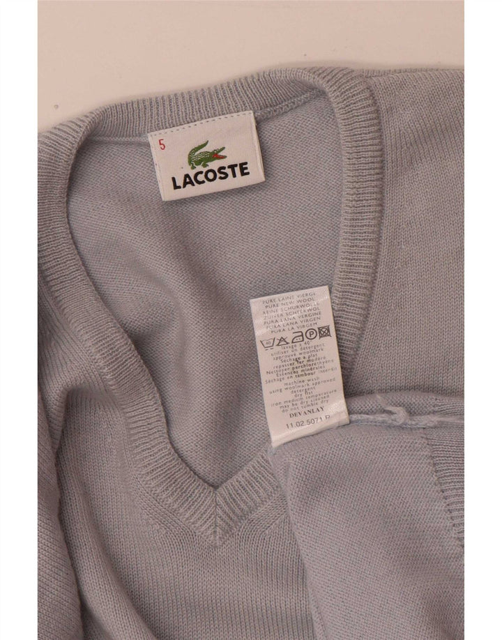 Мужской свитер Lacoste с v-образным вырезом, размер 5, большой синий из натуральной шерсти