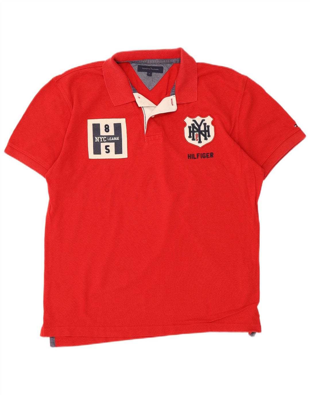 Мужская рубашка-поло с рисунком Tommy Hilfiger, большая красная хлопковая ткань
