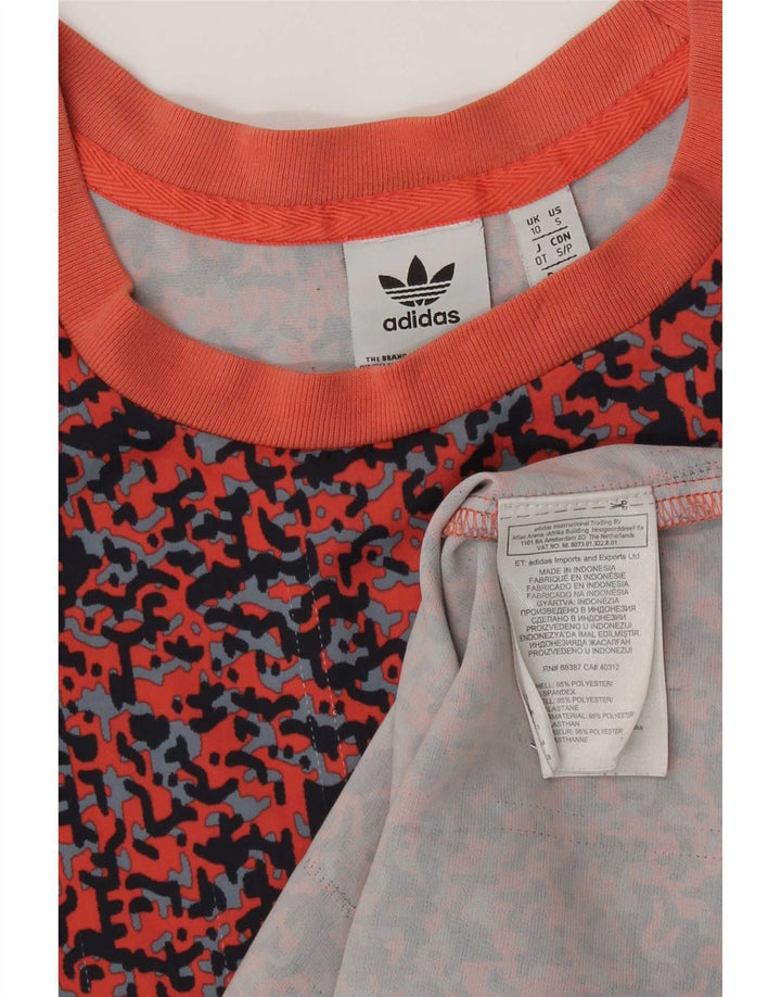 Женское платье-футболка с абстрактным узором Adidas UK 10, маленькое разноцветное