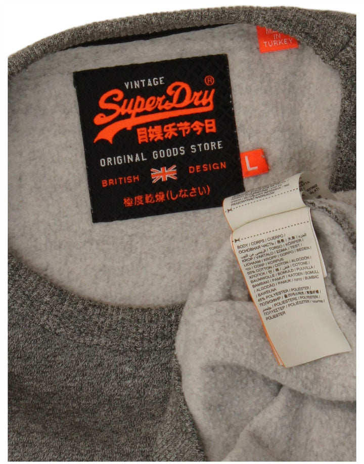 SUPERDRY Мужской свитшот с рисунком, большой серый хлопковый джемпер в крапинку