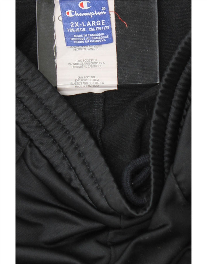 CHAMPION Boys Graphic Tracksuit Trousers 15-16 Years 2XL Black Polyester Vintage Champion and Second-Hand Champion from Messina Hembry 