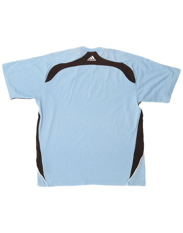 ADIDAS Mens Climalite T-Shirt Top UK 40/42 Medium Blue Colourblock Cotton