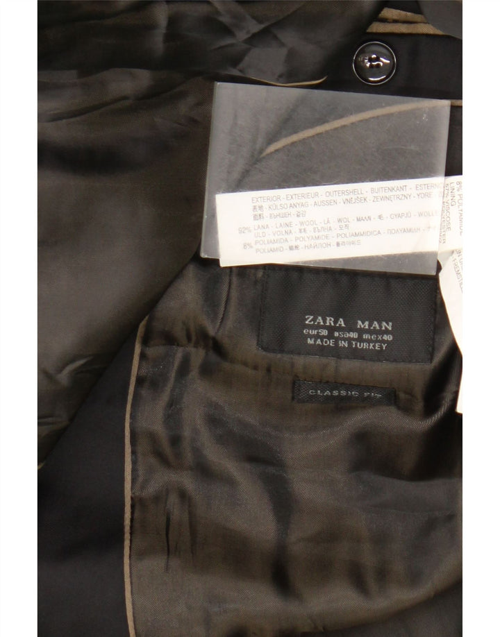 Мужской пиджак Zara Classics на 2 пуговицах EU 50, средний черный шерстяной пиджак