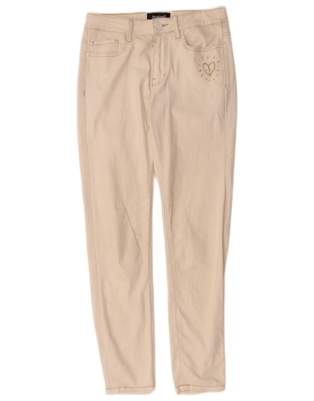 DESIGUAL Женские узкие джинсы W28 L27 Off White Хлопок