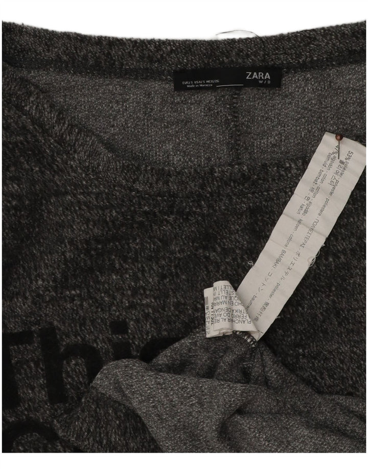 Женский оверсайз-топ с графическим рисунком Zara UK 8, маленький серый в крапинку, с длинным рукавом