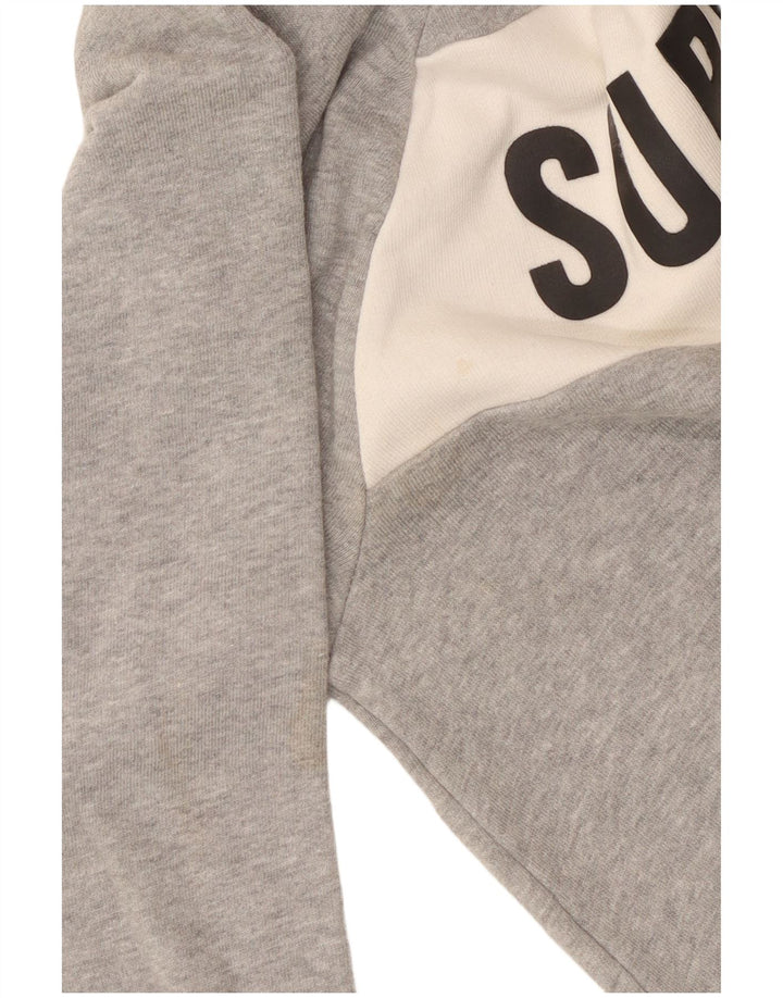 Женский укороченный свитшот с графическим рисунком Superdry UK 14, хлопковый средний серый цвет