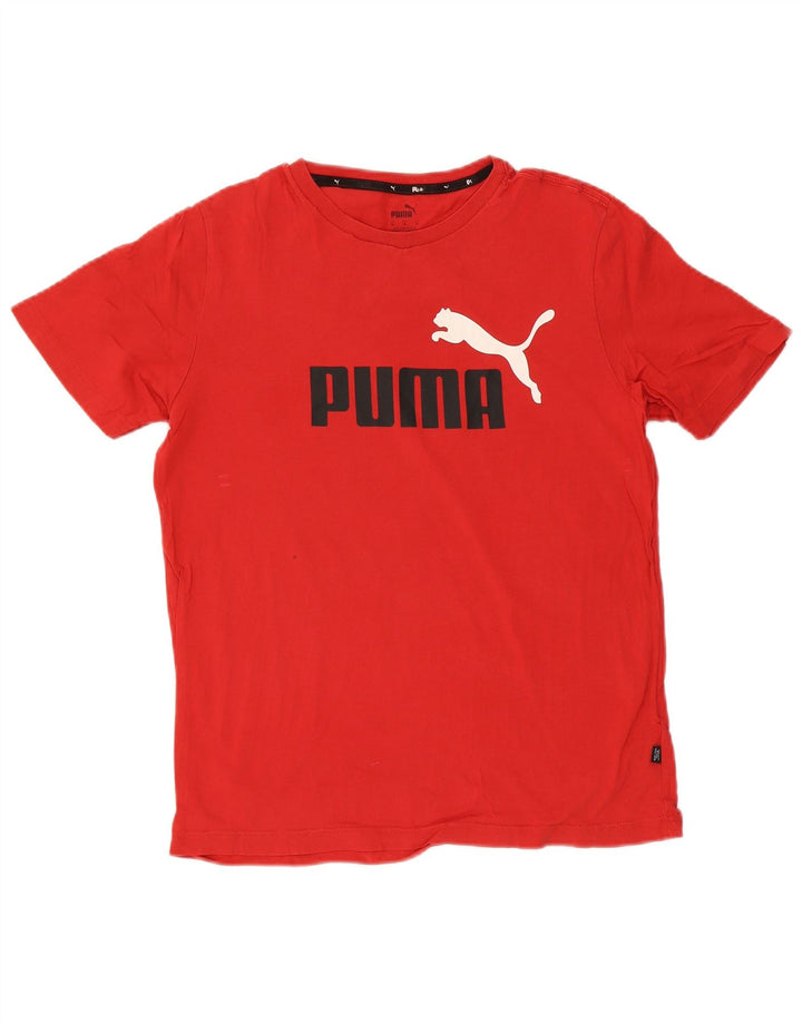 Мужская футболка с рисунком Puma, хлопковый топ среднего красного цвета