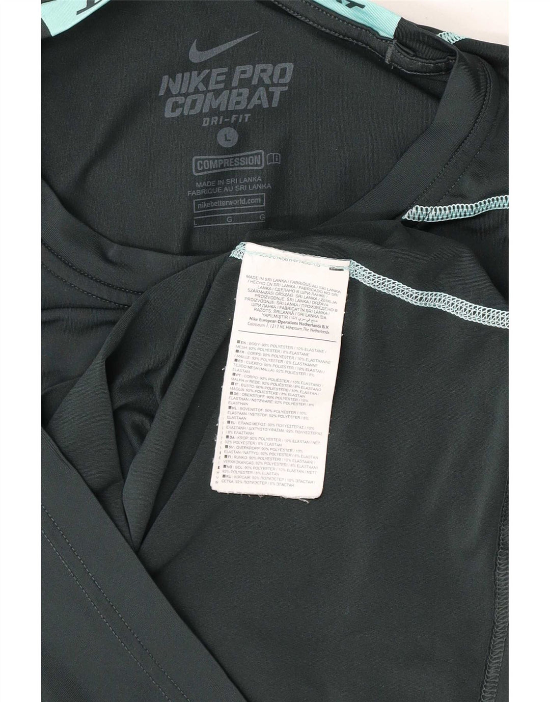 Мужской топ с рисунком Nike Dri Fit с длинным рукавом, большой зеленый полиэстер
