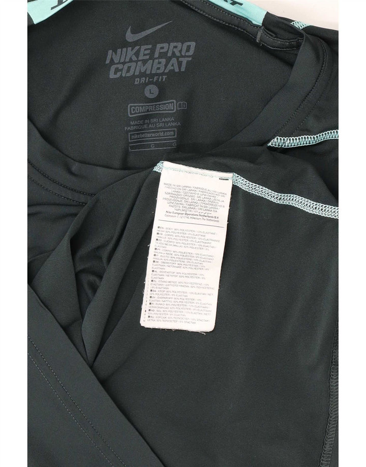 Мужской топ с рисунком Nike Dri Fit с длинным рукавом, большой зеленый полиэстер