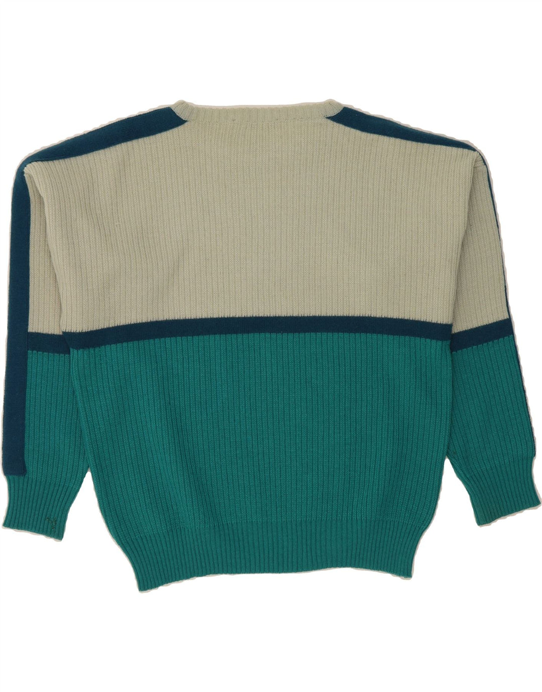 COLMAR Womens Crew Neck Jumper Sweater US 12 Large Blue Colourblock Wool Vintage Colmar and Second-Hand Colmar from Messina Hembry 