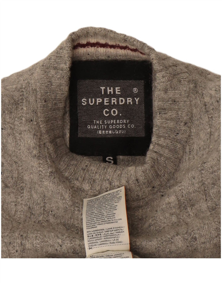 Женский джемпер с круглым вырезом Superdry, размер UK 10, маленький, серый, шерсть