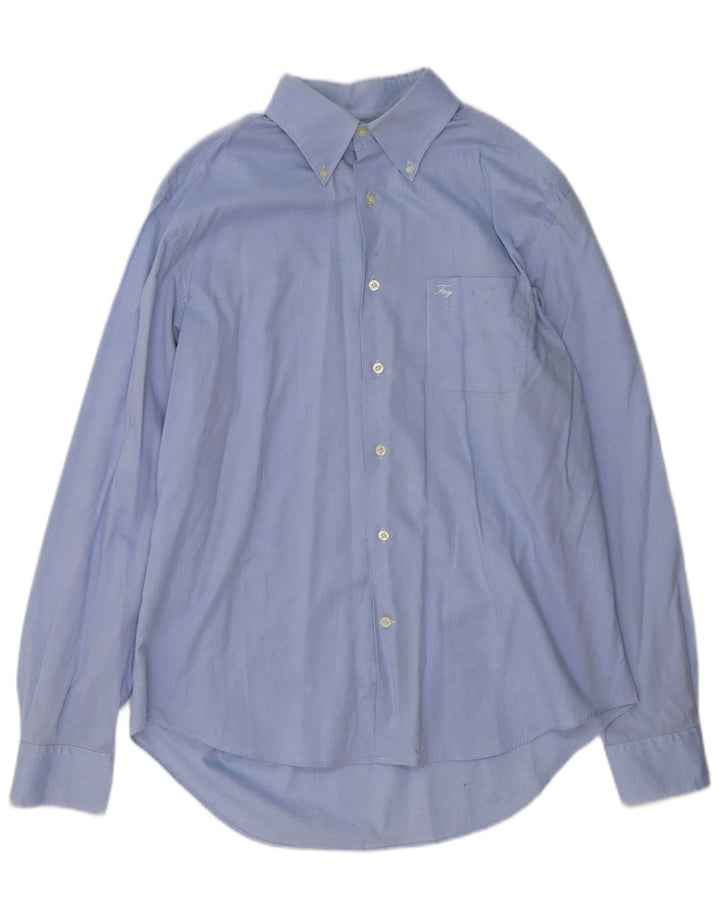 Мужская рубашка Fay, размер 44, 17, 1/2 XL, синяя, хлопковая