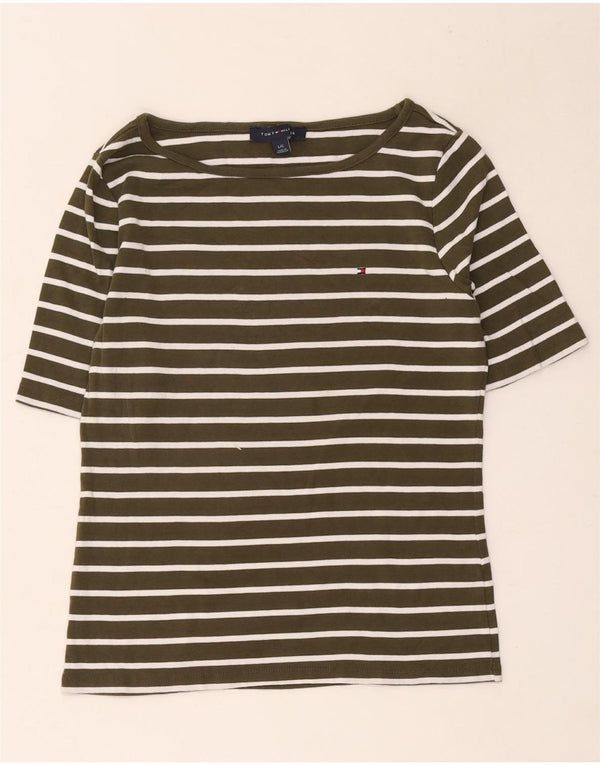Женская футболка Tommy Hilfiger Top UK 14, большой хлопок в полоску цвета хаки