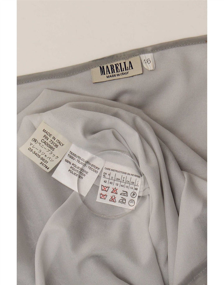 Женская прозрачная блузка Marella Top UK 14, большой серый полиэстер с цветочным принтом