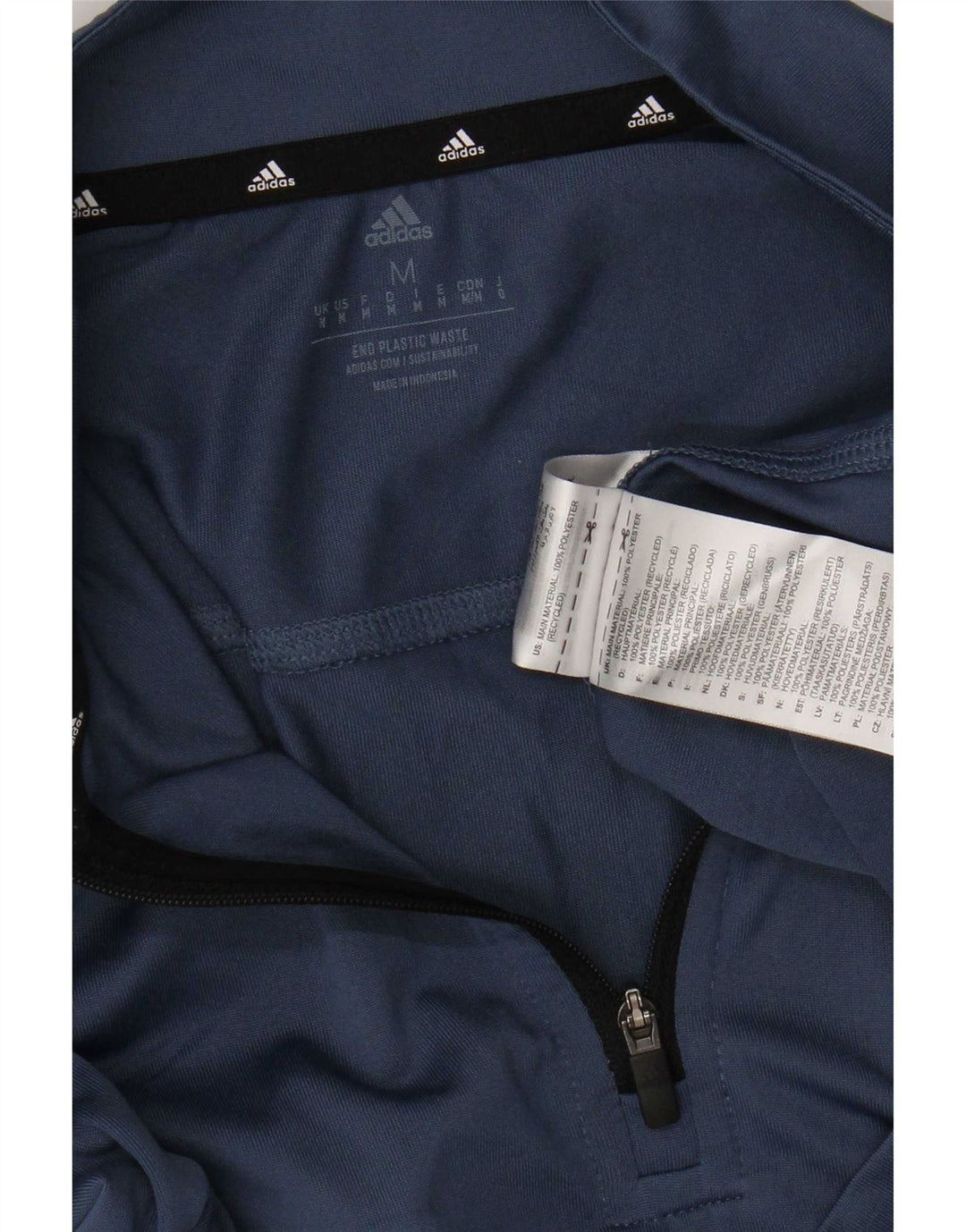Мужской пуловер с воротником на молнии Adidas Aeroready, средний темно-синий