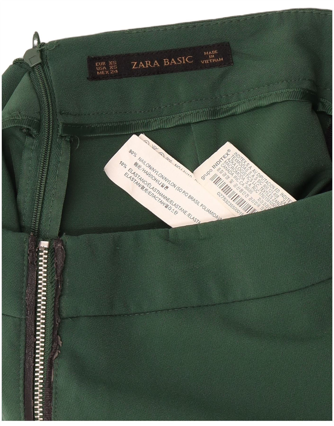 Женская юбка-карандаш ZARA XS W24, зеленый нейлон