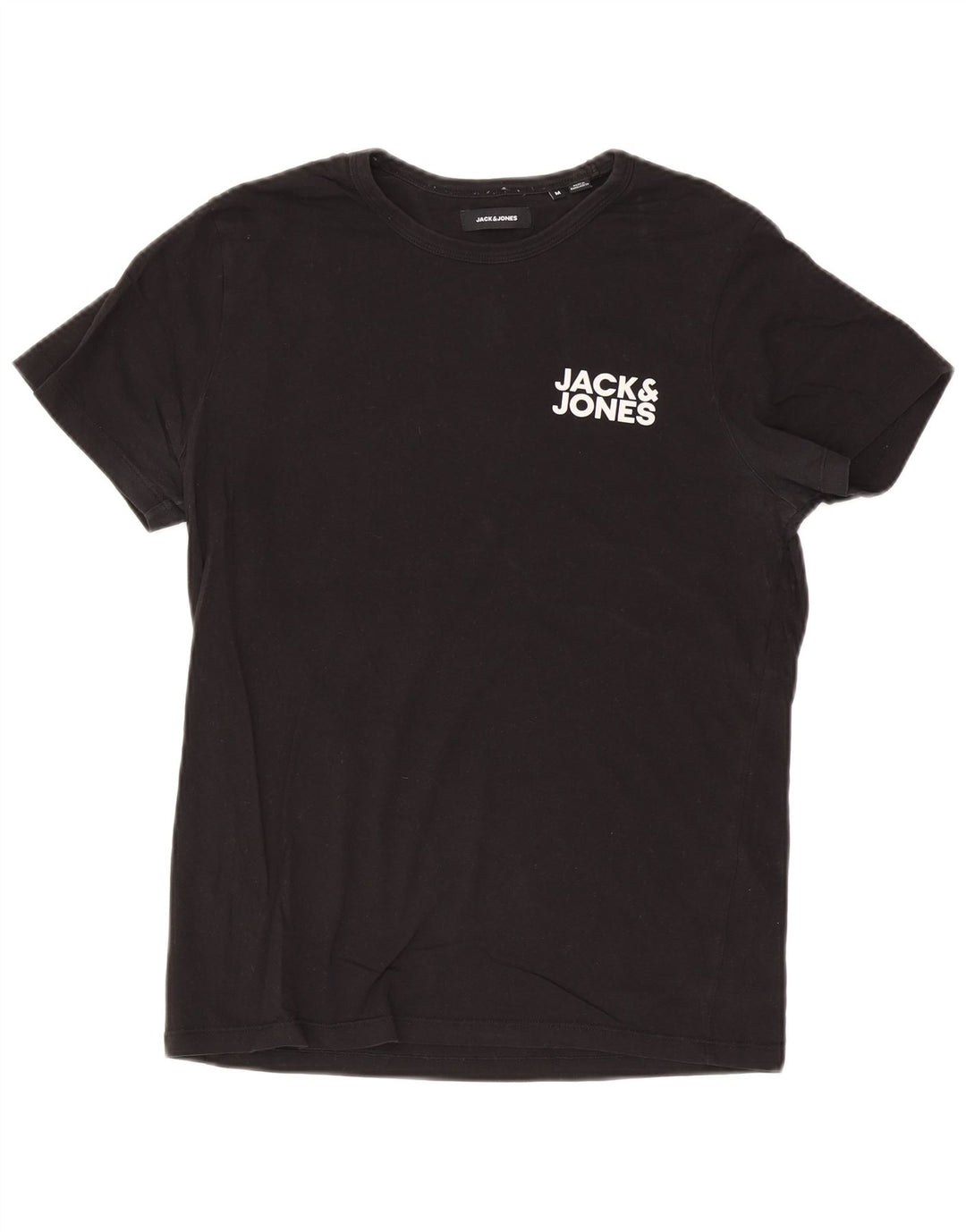Мужская футболка с рисунком Jack & Jones из хлопка среднего размера, черная