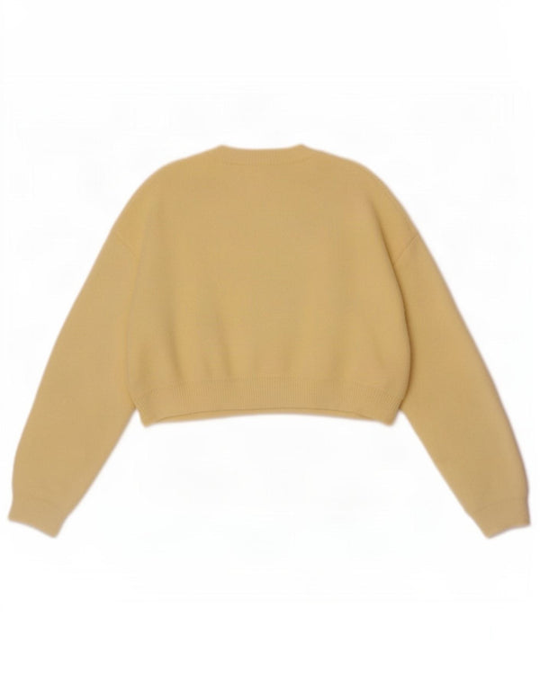 Женский укороченный джемпер с круглым вырезом Zara UK 14, нейлон среднего желтого цвета