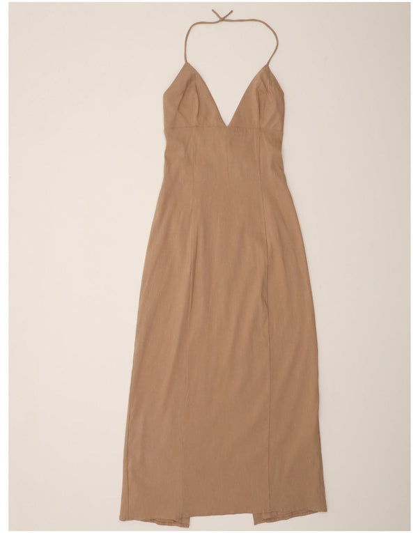 Женское платье с бретелькой Zara UK 8, маленькое, бежевое, льняное