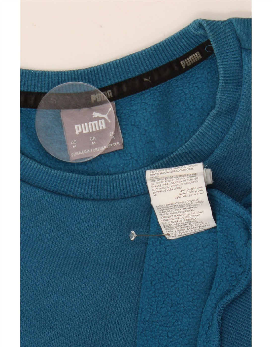 Мужской свитшот с рисунком Puma, хлопковый джемпер среднего синего цвета