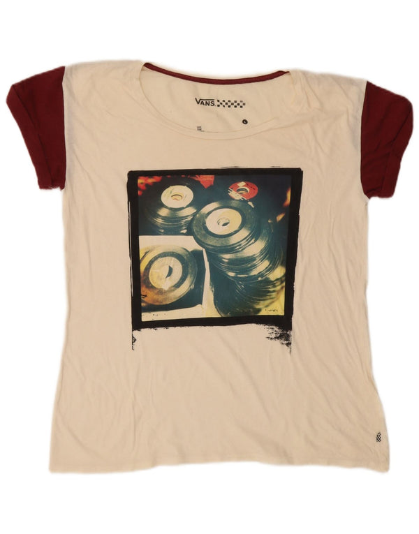 Женская футболка с рисунком VANS Top UK 16, большой цвет, белый с цветными блоками