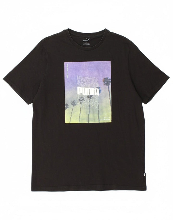 PUMA Mens Graphic T-Shirt Top Large Black Cotton