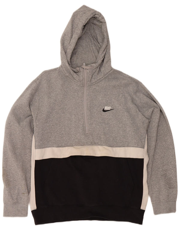 Мужской джемпер с капюшоном на молнии Nike, большой серый, хлопковый с цветными блоками