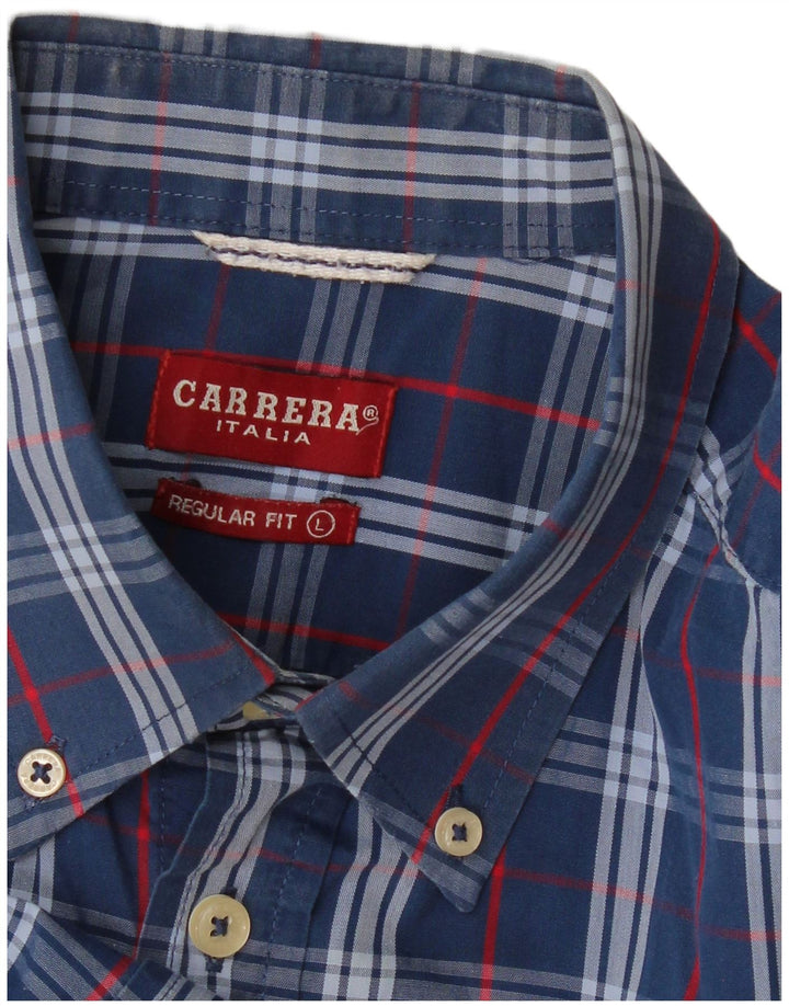 CARRERA Мужская рубашка стандартного кроя с коротким рукавом, большая синяя клетка