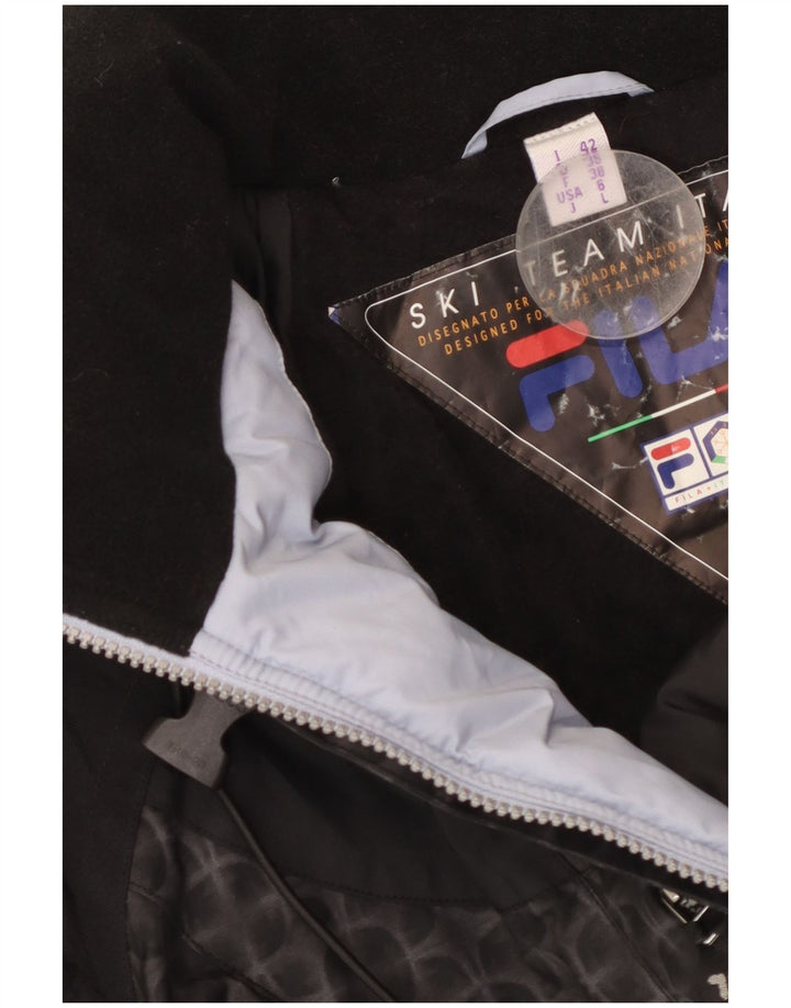 Женская лыжная куртка FILA большого размера с капюшоном, США 6, средний черный с геометрическим рисунком