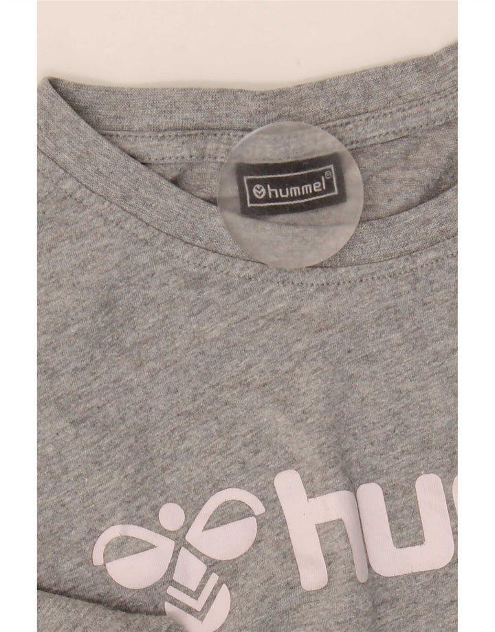 Мужская футболка с рисунком Hummel, хлопковый топ среднего серого цвета с крапинками