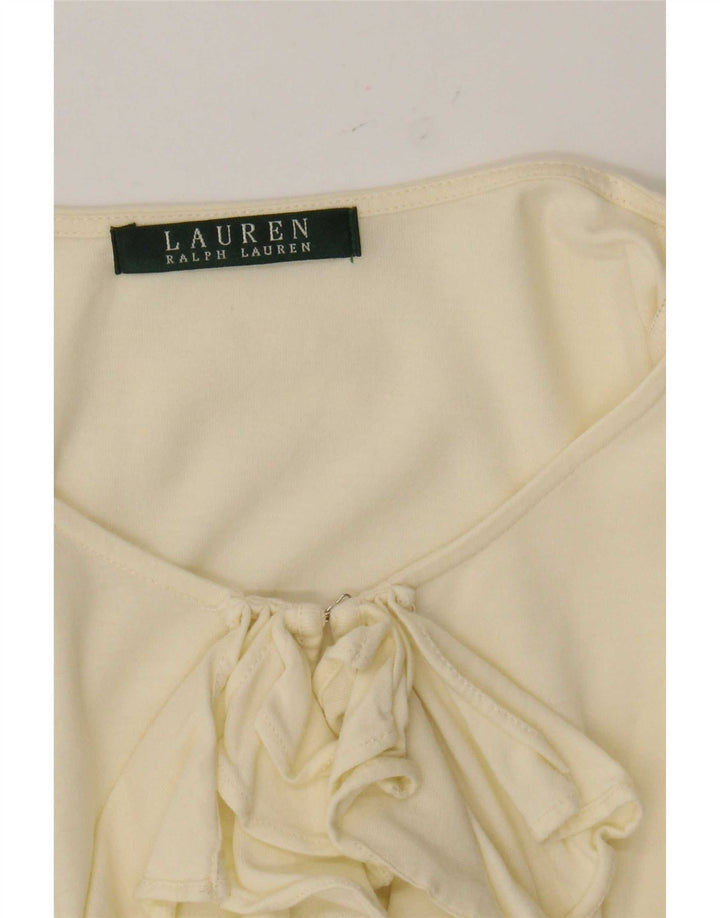 Женский топ с оборками спереди и длинными рукавами Ralph Lauren UK 12, средний желтый цвет