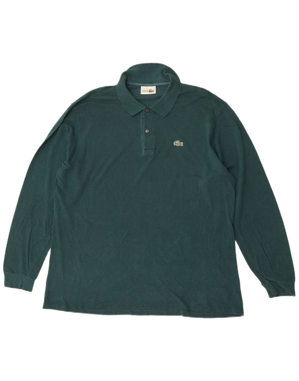 Мужская рубашка поло Lacoste с длинным рукавом, размер 7, 2XL, зеленый хлопок