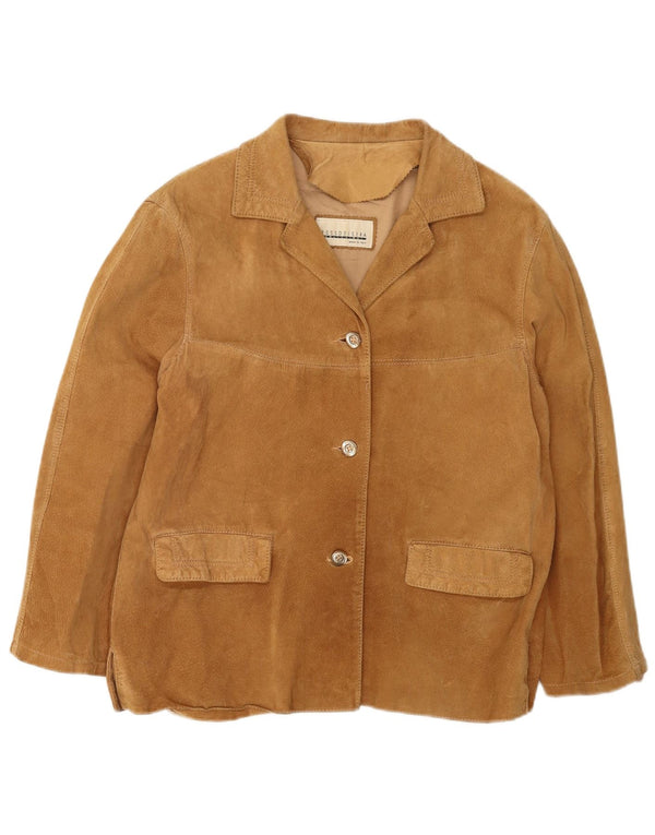 Женский замшевый пиджак Rossodisera на 3 пуговицах UK 14, средний бежевый