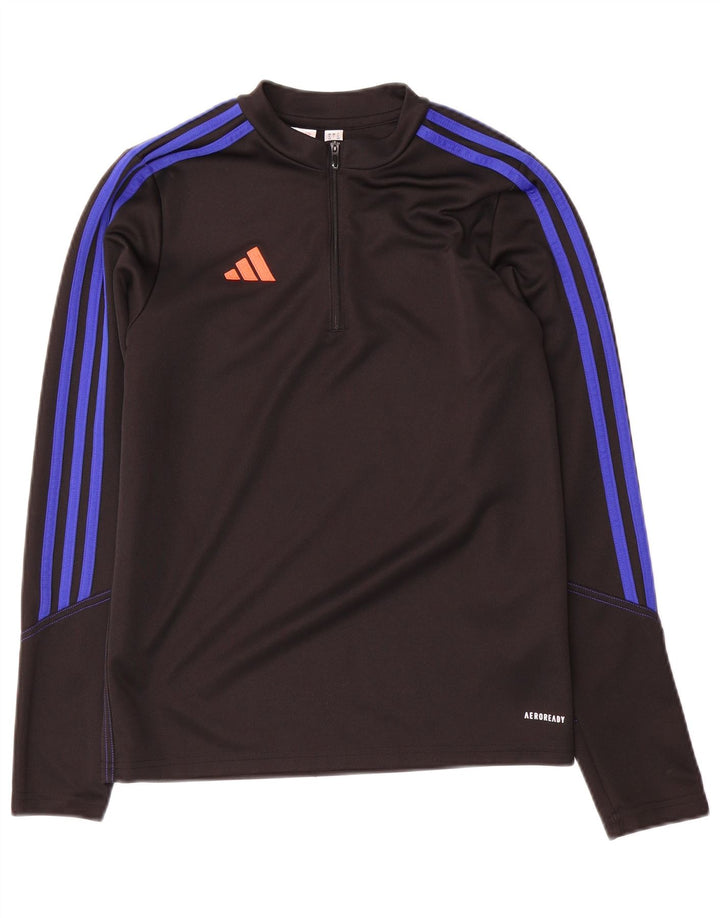 Пуловер с воротником на молнии Adidas для мальчиков Aeroready, черный спортивный костюм 13–14 лет