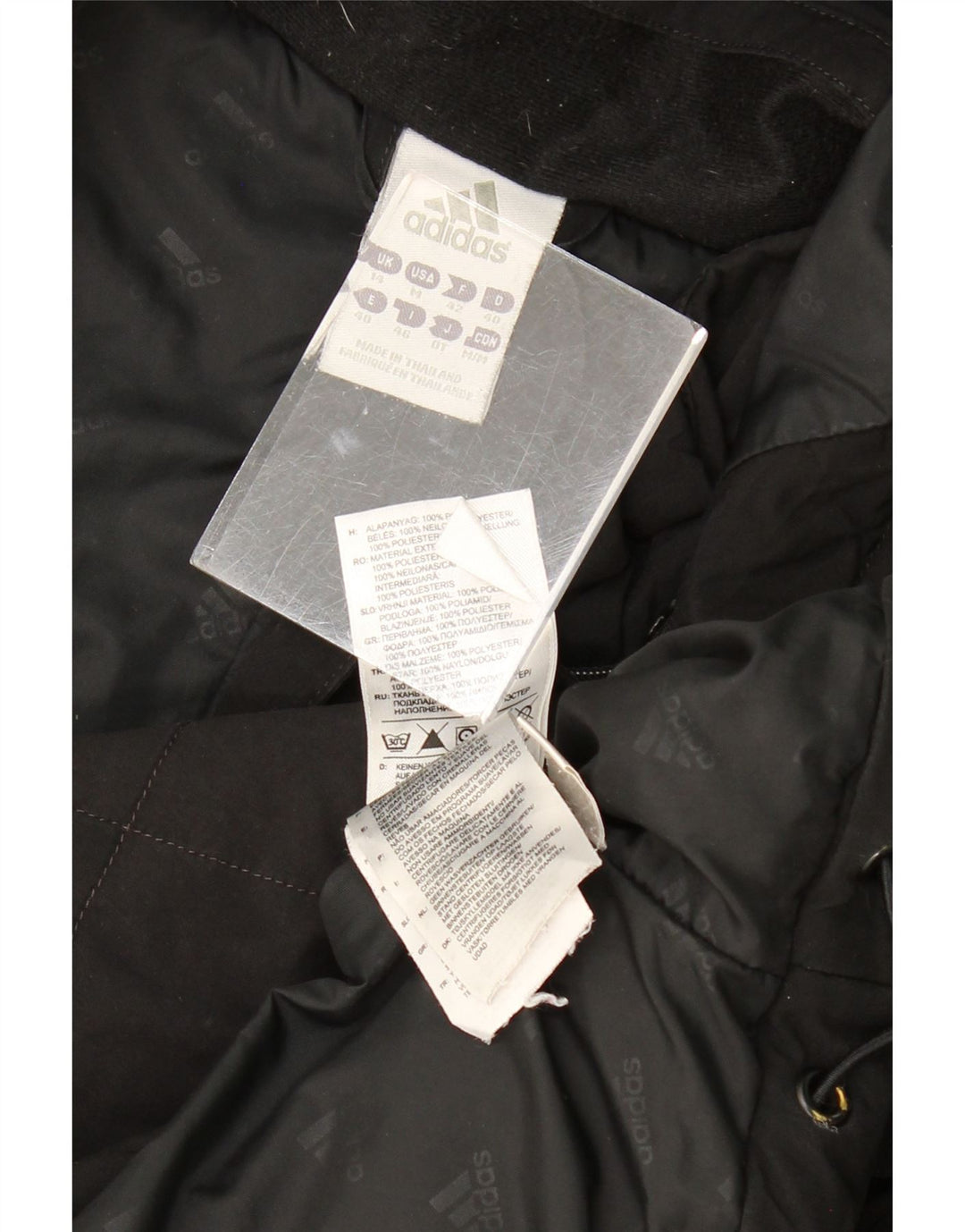 ADIDAS Womens Hooded Windbreaker Jacket UK 14 Medium Black Polyester