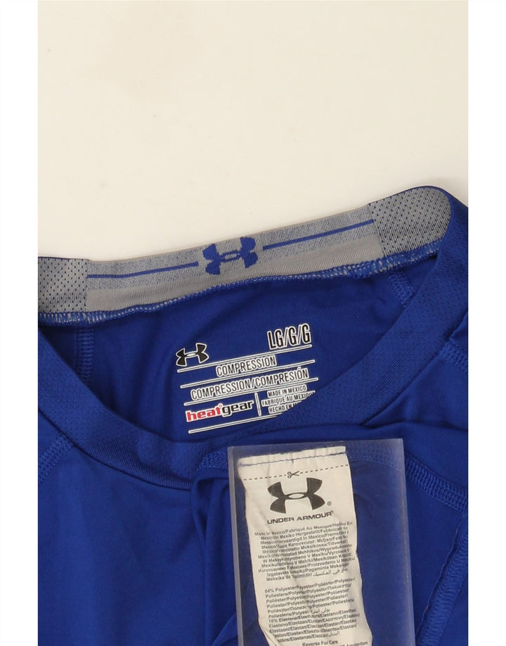 Мужской топ с рисунком Under Armour Heat Gear, длинный рукав, большой синий полиэстер