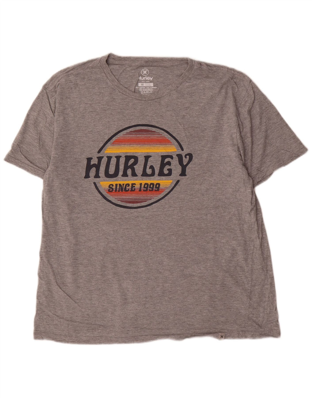 Мужская футболка с рисунком Hurley, хлопковый топ среднего серого цвета