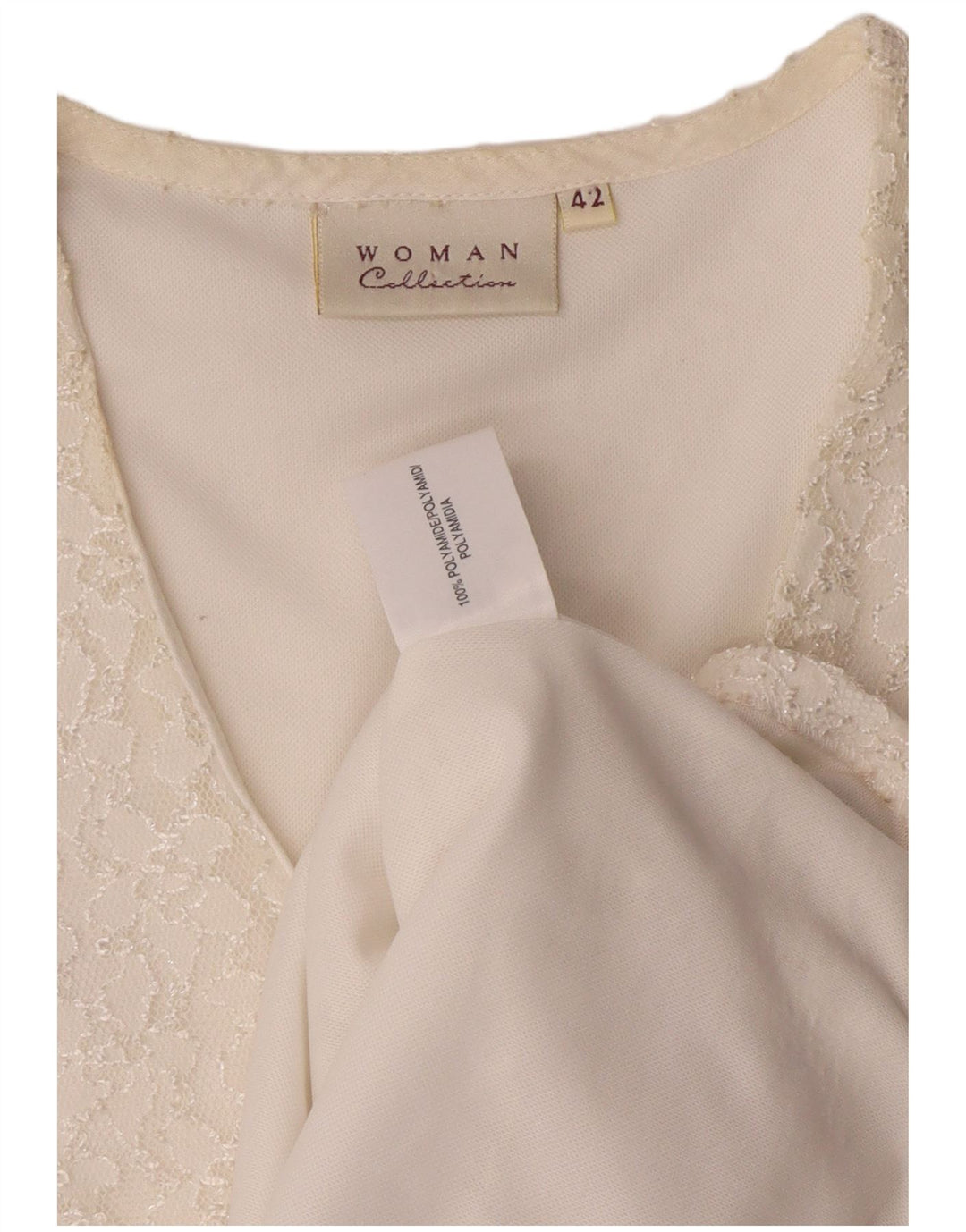 Винтажная женская блузка-рубашка с коротким рукавом IT 42 Medium Off White Полиамид