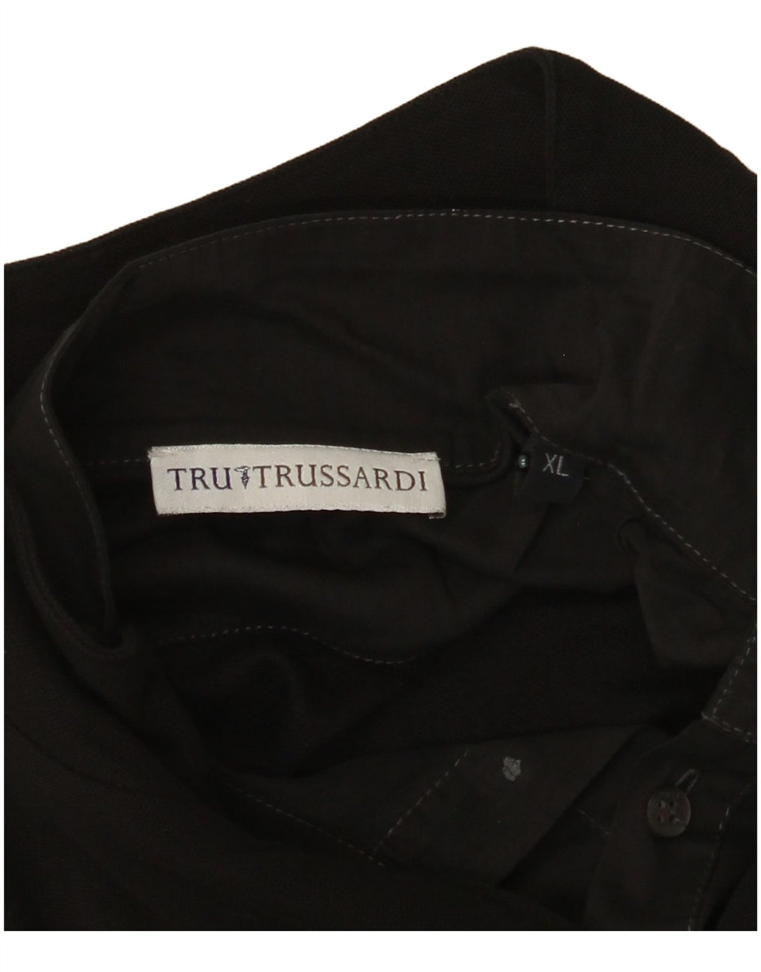 TRUSSARDI Mens Zip Neck Top Long Sleeve XL Black Cotton