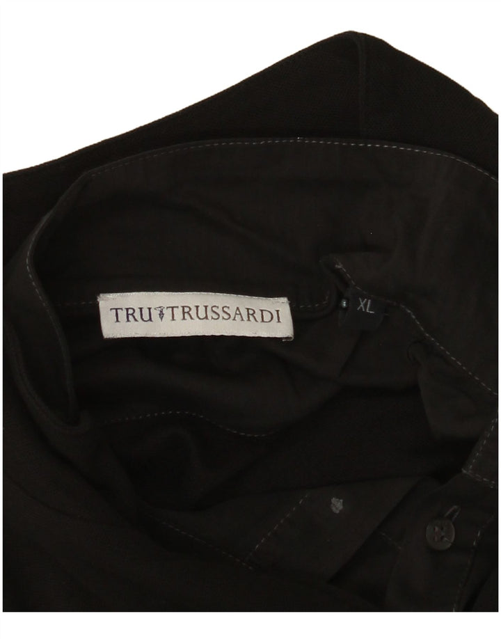 TRUSSARDI Mens Zip Neck Top Long Sleeve XL Black Cotton