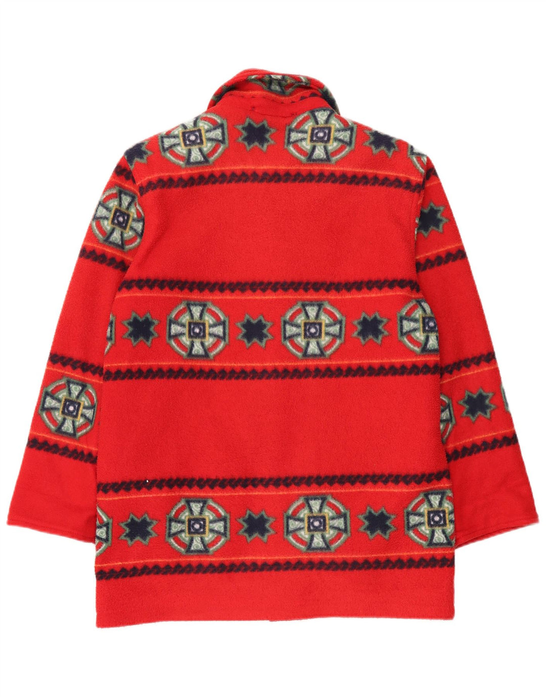 Винтажное женское пальто оверсайз UK 16, большой красный полиэстер с геометрическим рисунком