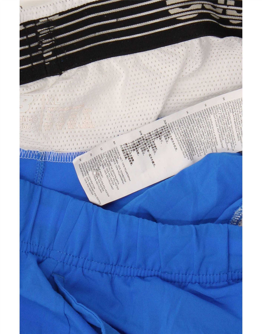 Мужские спортивные шорты New Balance XL синие из полиэстера с цветными блоками