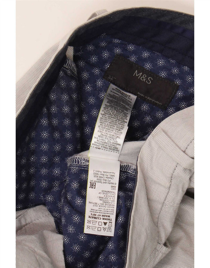 Мужские шорты чинос Marks & Spencer W32, хлопковые средне-серые в тонкую полоску