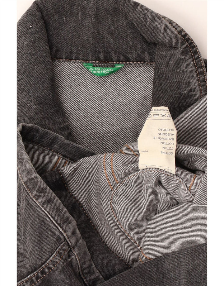 Женская укороченная джинсовая куртка Benetton UK 16, большой серый хлопок