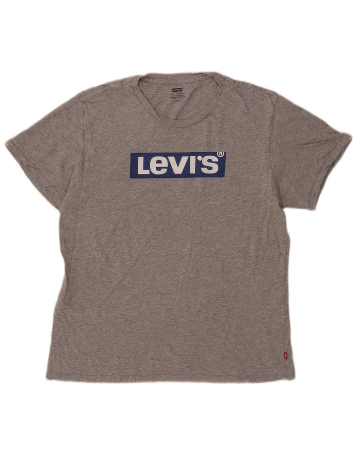 Мужская футболка с рисунком Levi's, хлопковый топ среднего серого цвета