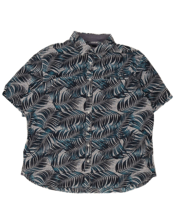 Мужская рубашка с коротким рукавом, Канада, Великобритания, 45/46, 2XL, темно-синяя, хлопок с цветочным принтом