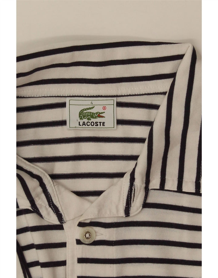 Мужская рубашка-поло Lacoste, размер 4, средняя белая в тонкую полоску